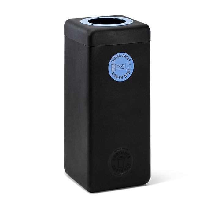 EarthBin afvalbak 60 liter zwart met blauw voor papier