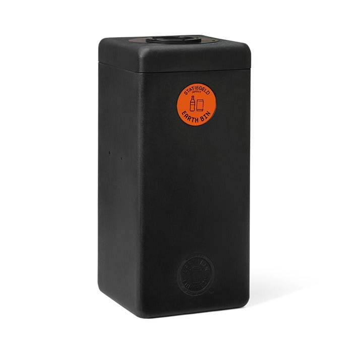 EarthBin afvalbak 60 liter zwart glasrozet - statiegeld - vooraanzicht