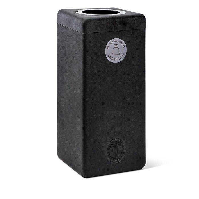 EarthBin afvalbak 90 liter zwart met grijs open deksel - restafval