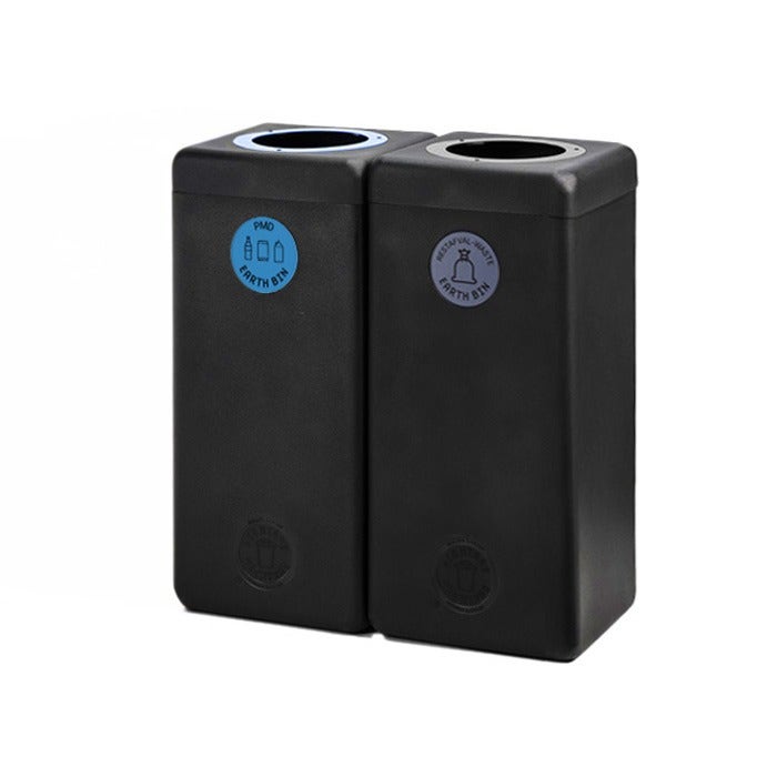 EarthBin afvalbak 60 liter zwart PMD en restafval