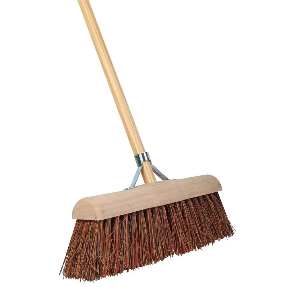 Gemeentebezem halfrond 45cm bruin met steel 160 cm