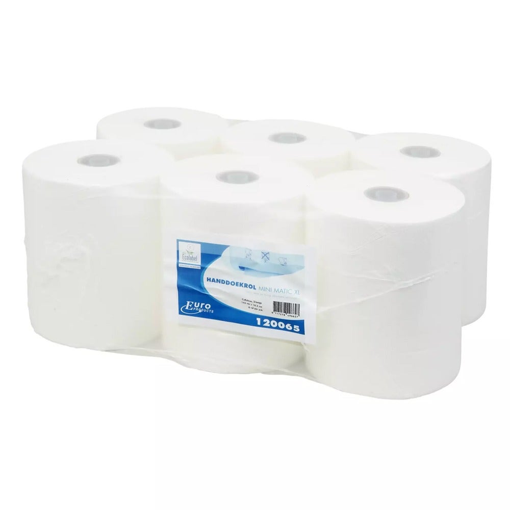 Handdoekrol Euro Mini Matic XL 2-laags cellulose 165 meter - Pak 6 rol - 120065