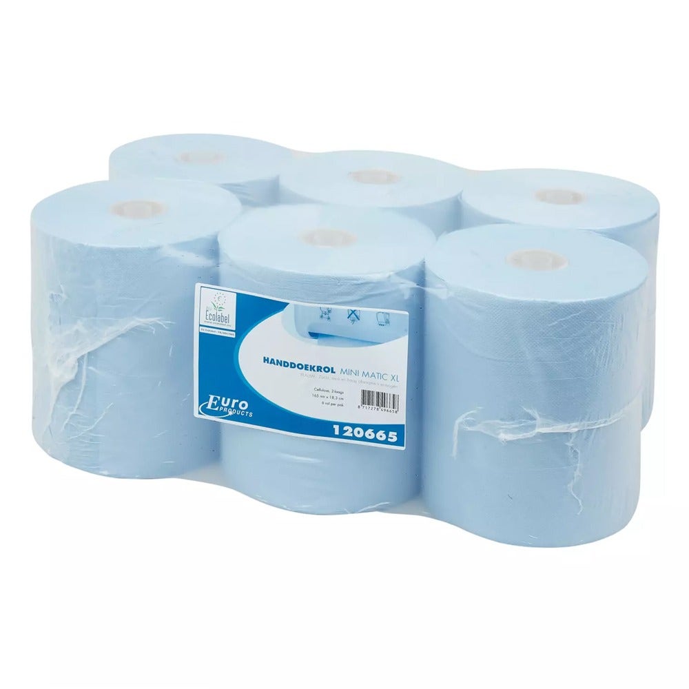 Handdoekrol Euro Mini Matic XL 2-laags cellulose 165 meter - Pak 6 rol - 120065