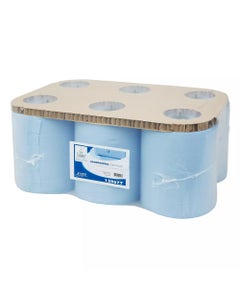 Euro Matic handdoekrol cellulose blauw 2-laags 150 meter - Pak 6 rol - 120677