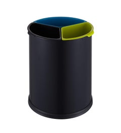 Ronde afvalscheidingsprullenbak 3 vaks - zwart (3x 3,5 liter)