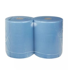 Industriepapier 3-laags cellulose blauw 37 cm x 190 meter - Pak 2 rol 500 vel