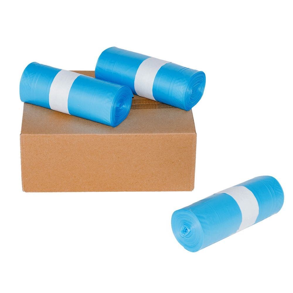 Knapzak 400 liter blauw MDPE 40my onbedrukt geperforeerd - doos 10 rollen à 5 stuks 