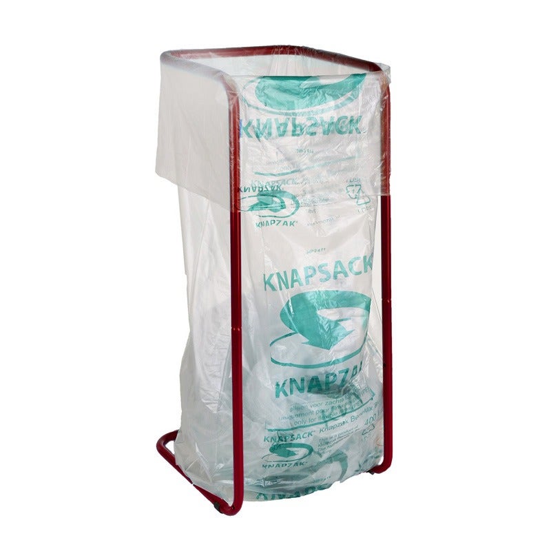 Knapzakhouder 400 liter met knapzak - Afvalzakhouder is rood gecoat