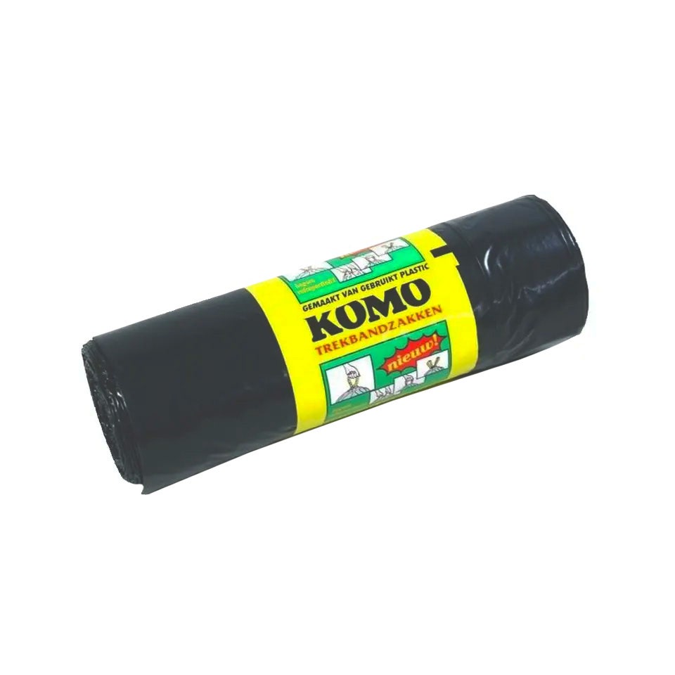 KOMO trekbandzakken 60 liter grijs 60x80cm 43my - Rol à 15 stuks