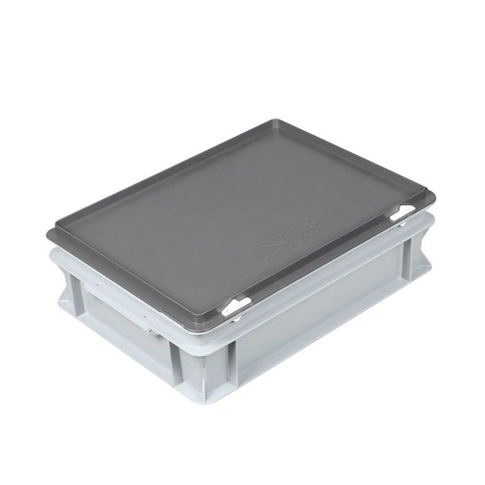 Kunststof krat met deksel 400x300x135 mm 10 liter grijs