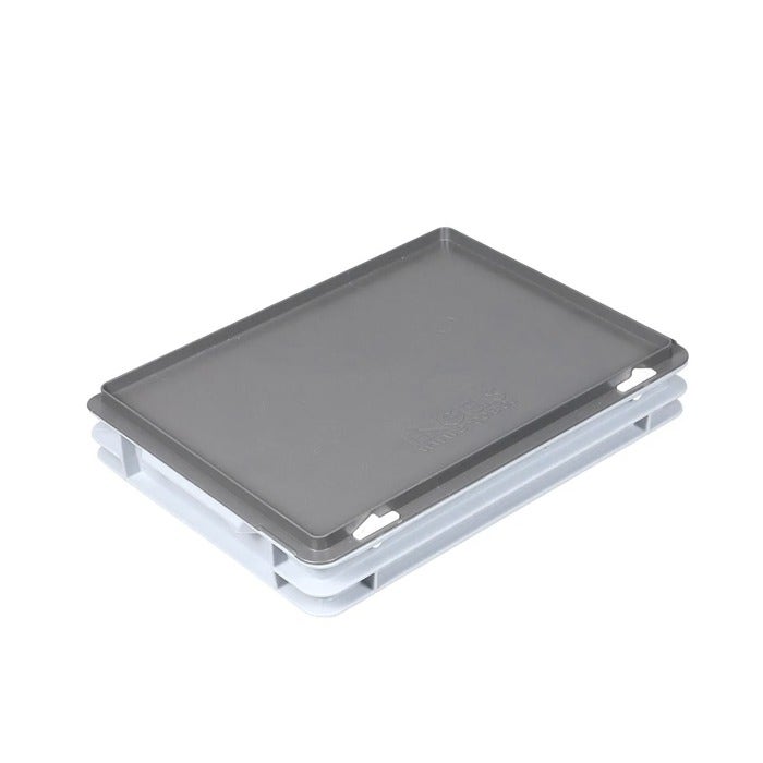 Kunststof krat met deksel 400x300x80 mm 6 liter grijs