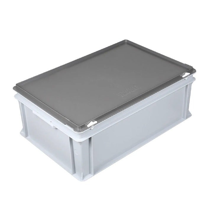 Kunststof krat met deksel 600x400x235 mm 40 liter grijs