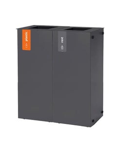 Duo afvalbak Paxa L 2x65 liter antraciet + deksel staal antraciet