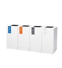 Quattro afvalbak Paxa M 4x34 liter wit + deksel staal wit