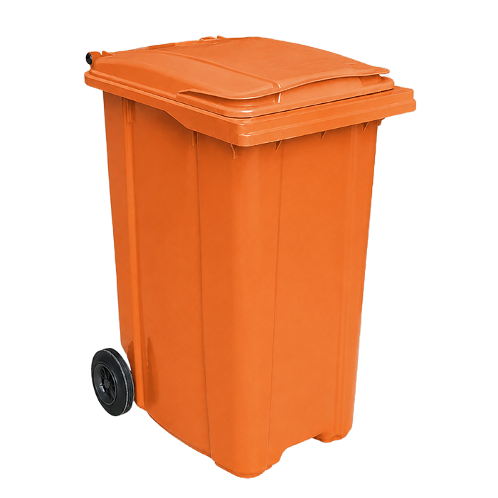 Afvalcontainer 360 liter oranje -vlak deksel