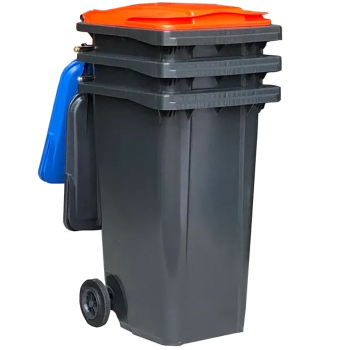Set afvalcontainers 240 liter voor afvalscheiding + stickers - 3 stuks

