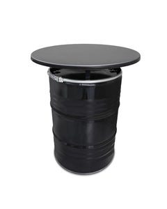 Olievat statafel 200 liter zwart met ingebouwde prullenbak - Zwart kunststof blad 80cm
