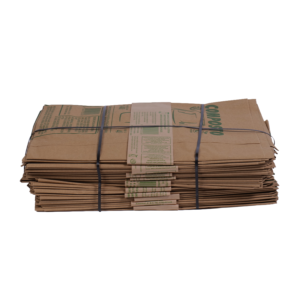 Papieren GFT zakken 140 liter - Tuinafval zak - Kiemplantlogo | 10 bundels à 4 stuks