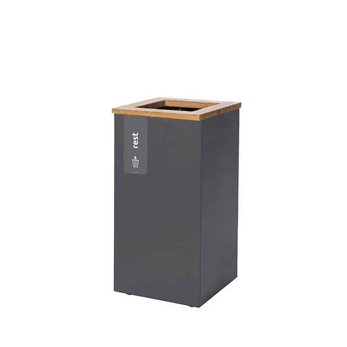 Afvalbak Paxa S 23 liter antraciet + deksel bamboe
