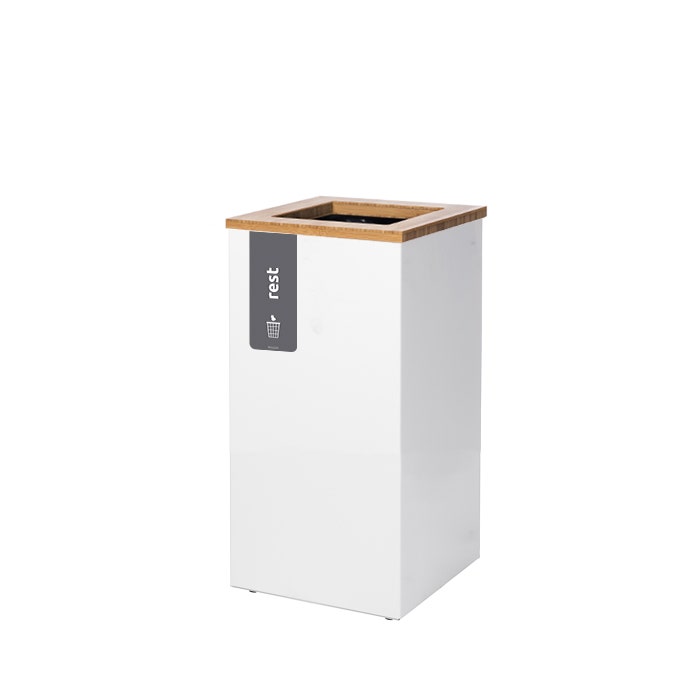 Afvalbak Paxa S 23 liter wit + deksel bamboe