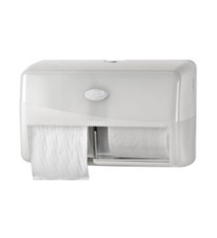 Pearl White Duo Toiletrolhouder voor 2 compact, traditioneel rollen