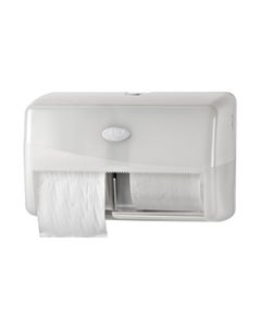 Pearl White Duo Toiletrolhouder voor 2 compact, traditioneel rollen