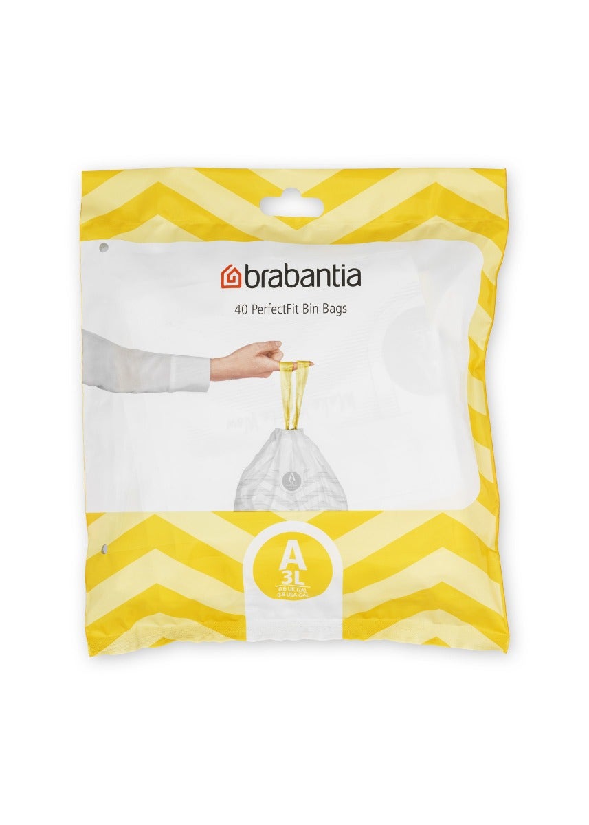 Brabantia afvalzakken code A - 3 liter - Pack 40 stuks