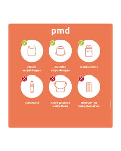 Sticker 290x290mm pmd oranje (NL)