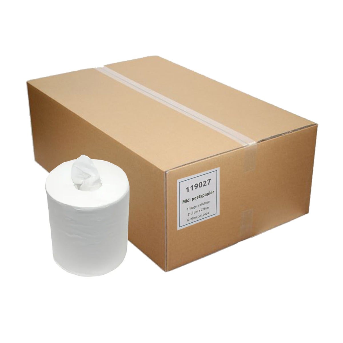 Midirollen kokerloos cellulose 1-laags 280m x 20cm wit - Pak 6 rol - 119027