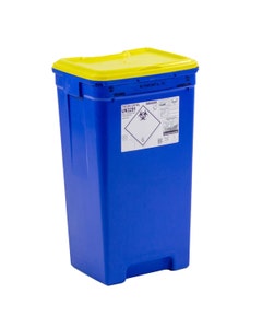 Kunststof ziekenhuisvat 60 liter blauw met geel deksel