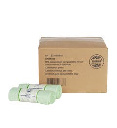 Biozakken 10 liter melkwit groen 43x45cm - Doos 20 rollen à 10 stuks