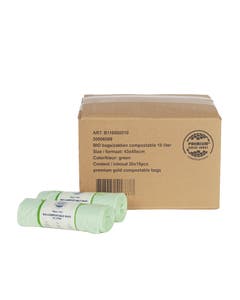 Biozakken 10 liter melkwit groen 43x45cm - Doos 20 rollen à 10 stuks