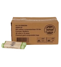 Biozakken 30 liter 50x60cm - Doos 40 rollen à 10 stuks