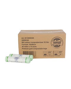 Biozakken 30 liter 50x60cm - Doos 40 rollen à 10 stuks
