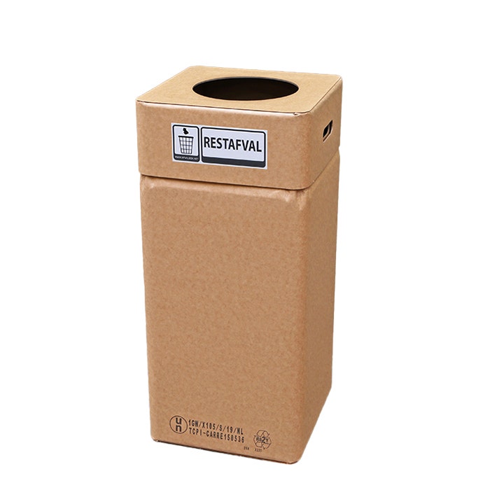 Kartonnen afvalbak voor restafval - Hoogte 80 cm