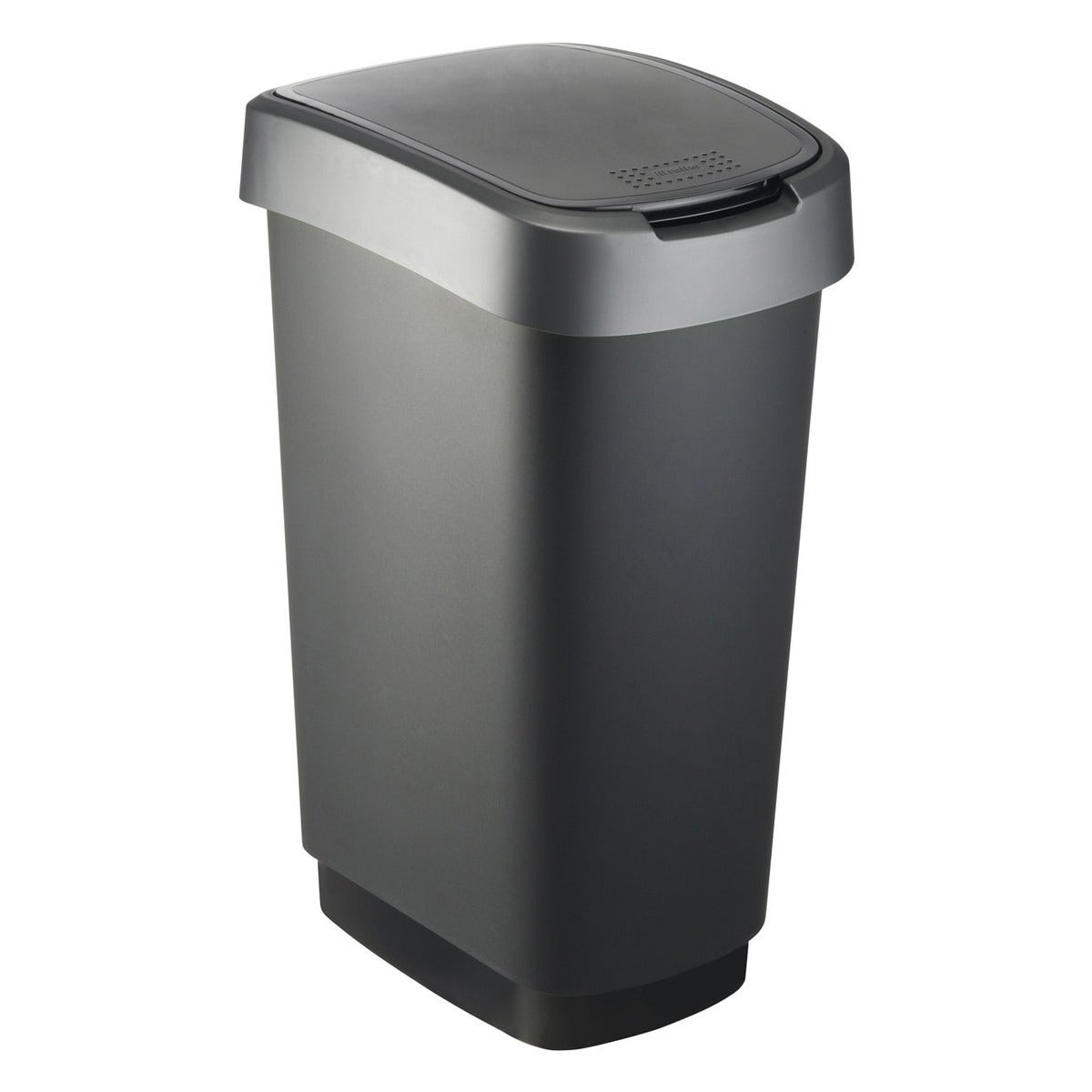 Rotho afvalbak Twist 50 liter zilver/zwart