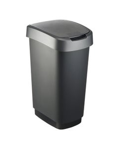 Rotho afvalbak Twist 50 liter zilver/zwart