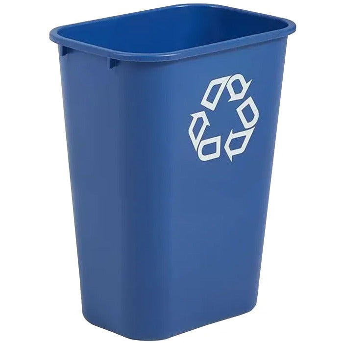 Papierbak Rubbermaid kunststof 39 liter blauw met recycle logo