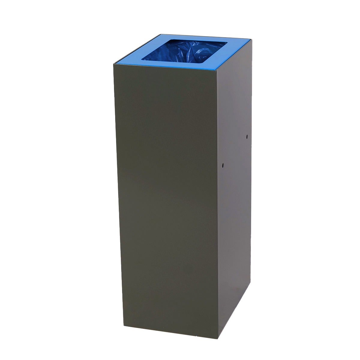 EKOBin stalen afvalbak 60 liter antraciet met blauw deksel