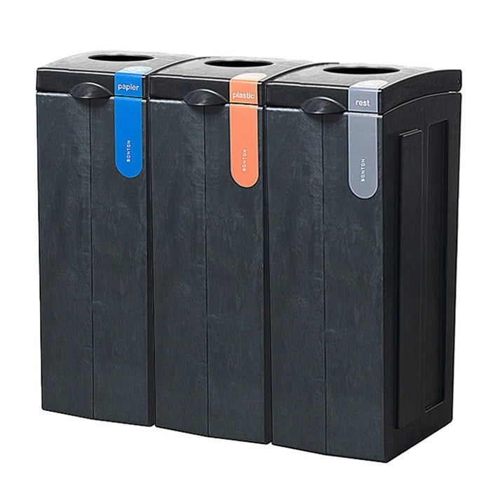 Bonton trio afvalbak 3x70 liter met inworpopening - NL