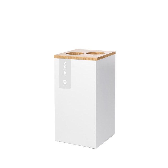 Paxa S 23 liter wit + deksel bamboe met 2 inworpgaten