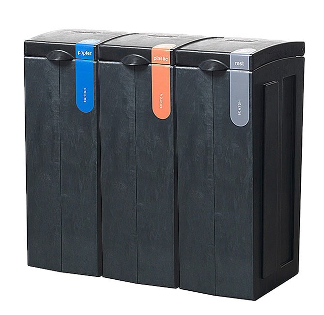 Trio afvalbak Bonton L 3x70 liter papier - plastic - rest