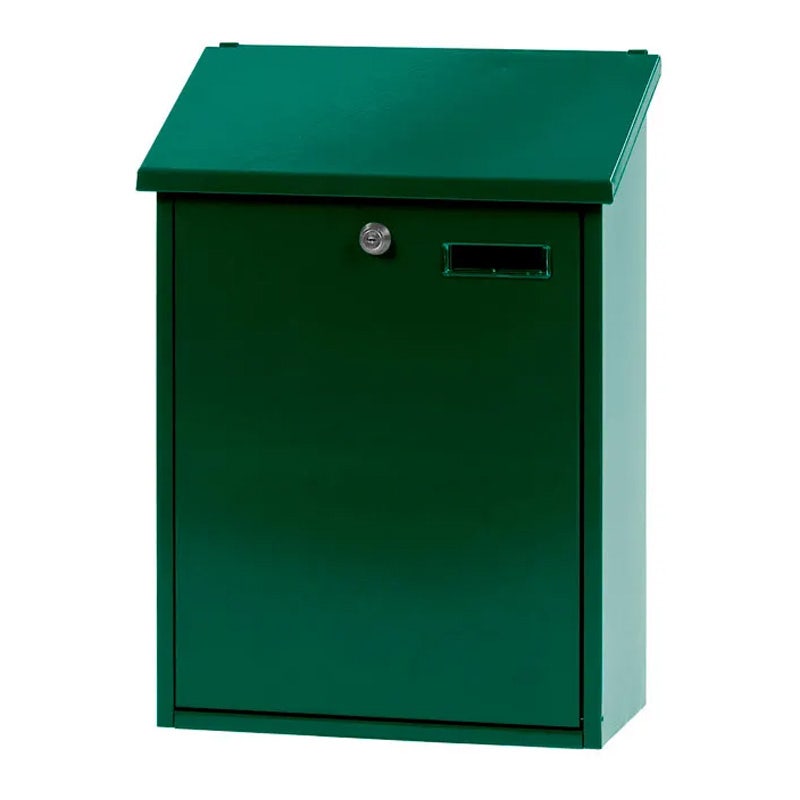 Groene wandbrievenbus Sebastian met slot en naamplaathouder
