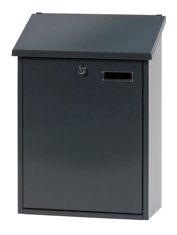 Antraciet wandbrievenbus Sebastian met slot en naamplaathouder
