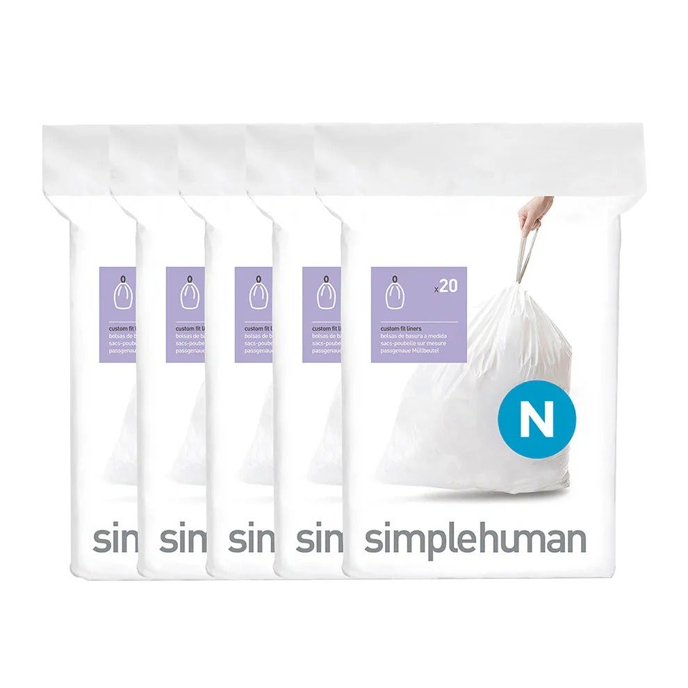 Simplehuman afvalzakken code N wit - 45-60 liter - 100 stuks