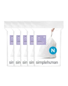Simplehuman afvalzakken code N wit - 45-60 liter - 100 stuks