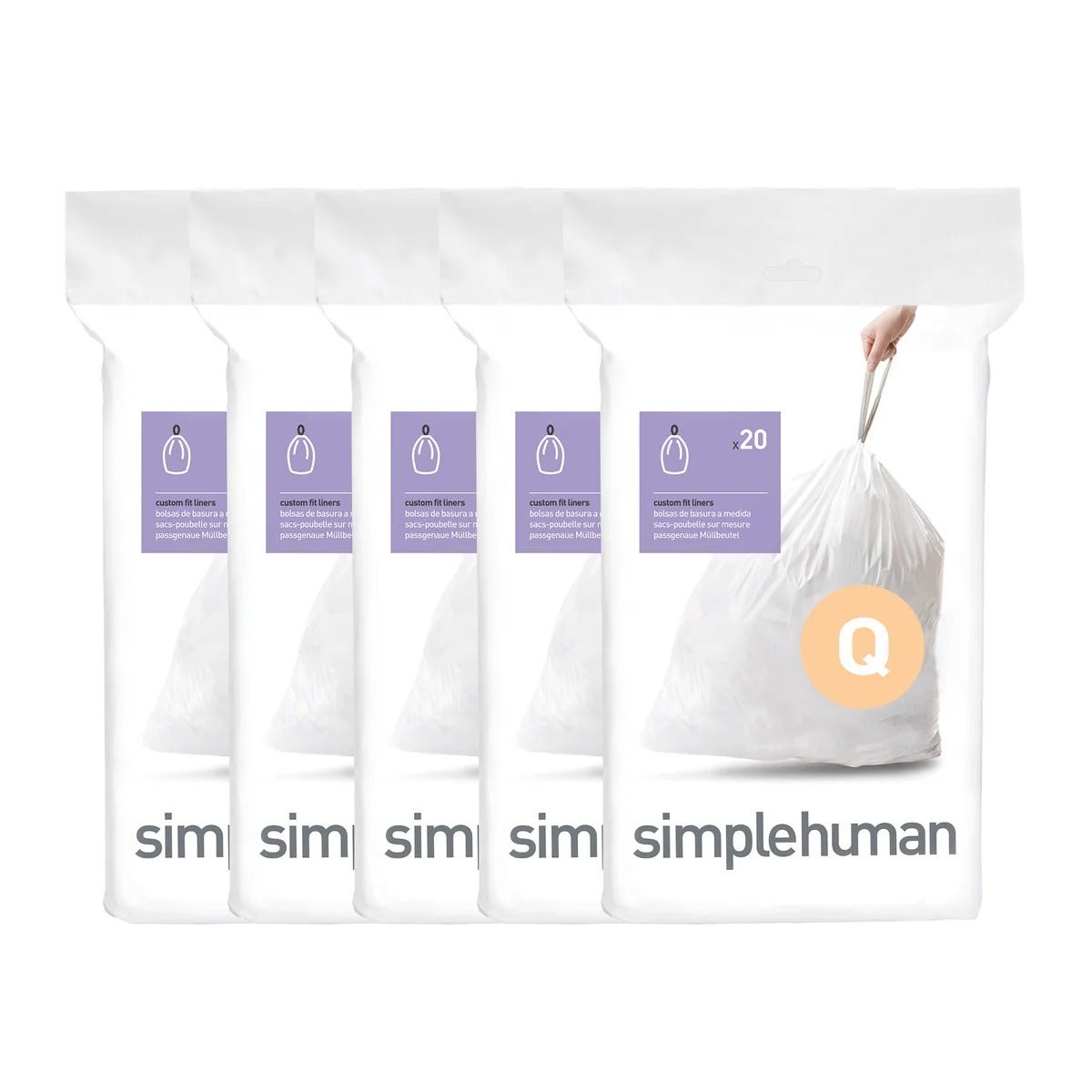 Simplehuman afvalzakken code Q wit - 50-65 liter - 100 stuks