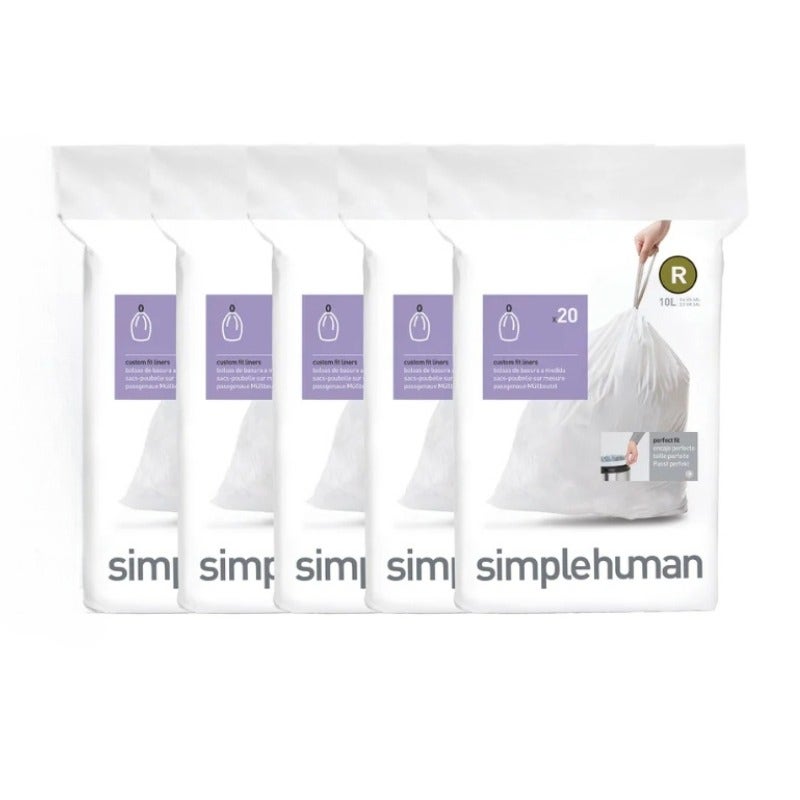 Simplehuman afvalzakken code R wit - 10 liter - 100 stuks
