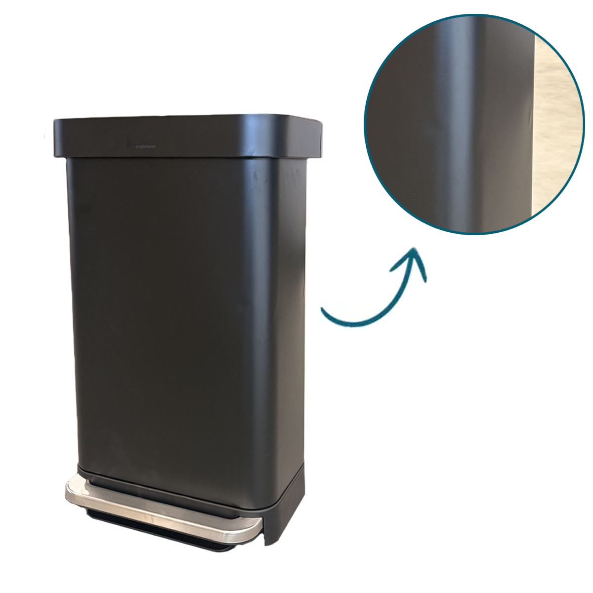 Simplehuman pedaalemmer 45 liter Rectangular Liner Pocket zwart - B keuze