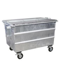 Afvalcontainer 1300 liter staal vlak deksel - Geesink opname